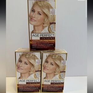 3 x L'OREAL Age Perfect Excellence Hair Color 10G Very Light Soft Golden Blonde